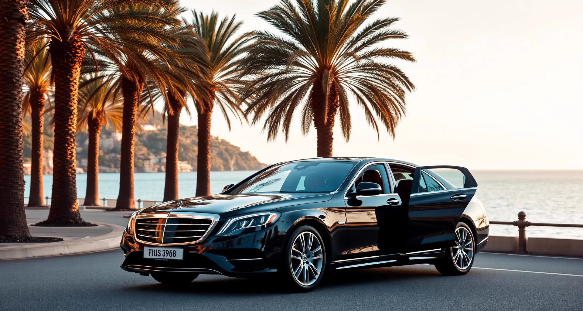 Luxury chauffeur service on the French Riviera — Mercedes S-Class on the Côte d'Azur