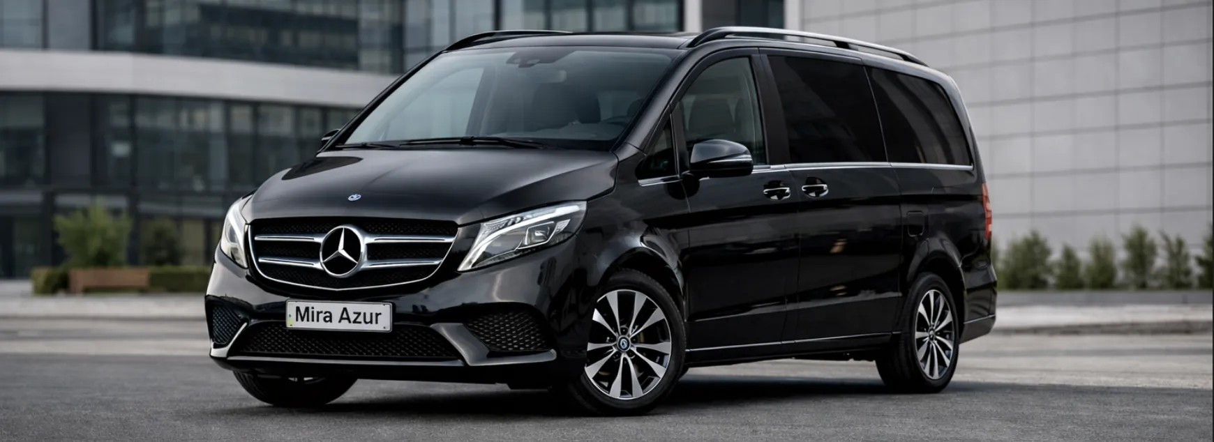 Mercedes V-Class / EQV luxury black exterior chauffeur French Riviera